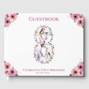 Big 8. Geburtstag Foto Collage Flower Girl Weiß Gästebuch