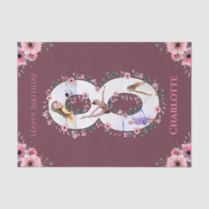 Big 8. Geburtstag Girl FotoCollage Rosa Blume Ti Seidenpapier