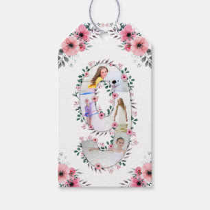 Big 9th Birthday Girl Foto Collage Pink Blume Geschenkanhänger