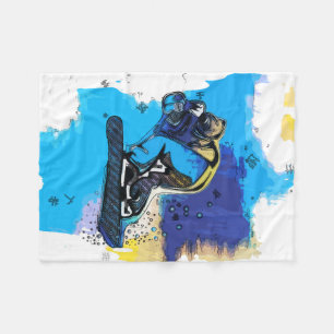 Big Air springt! - Snowboarden Forelle Fleece Blan