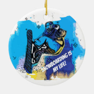 Big Air springt! - Snowboarden Keramik Ornament