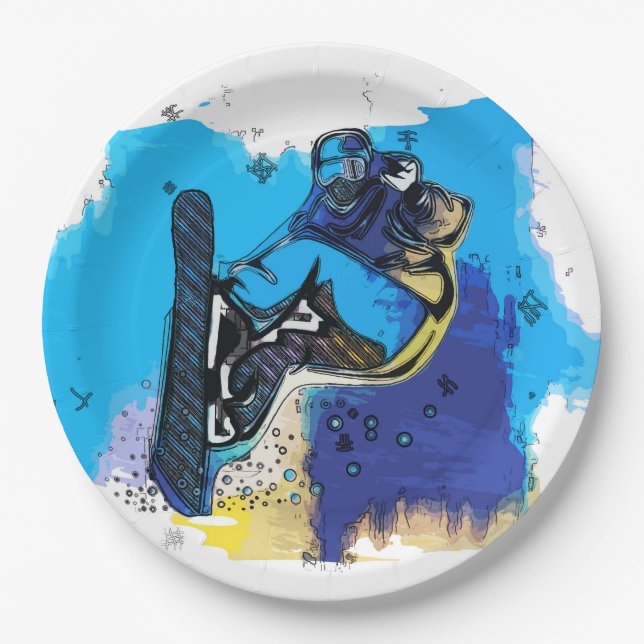 Big Air springt! - Snowboarden Pappteller (Vorderseite)