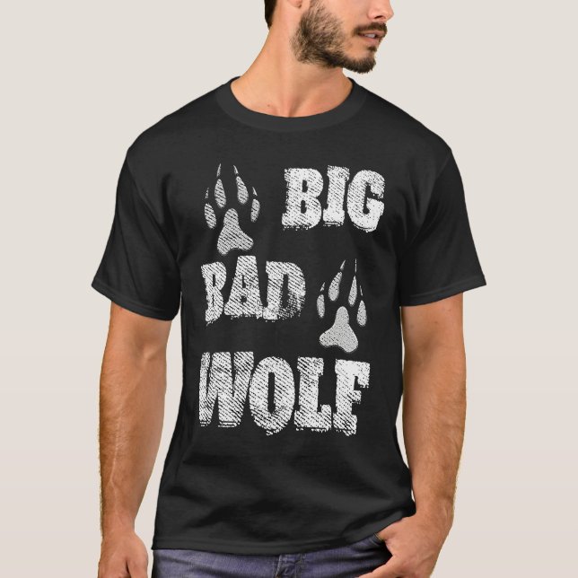 BIG and evil wolf disstressed paw print T-Shirt (Vorderseite)
