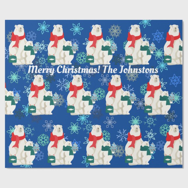 Big and Little Polar Bear and Snow Wrapping Paper Geschenkpapier (Flach)
