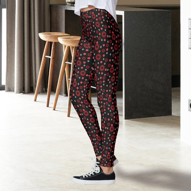Big and Small Red Black Grau Polka Dot Muster Leggings (Von Creator hochgeladen)