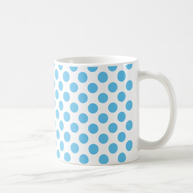 Big Aqua Dots auf Weiß Tasse (Rechts)
