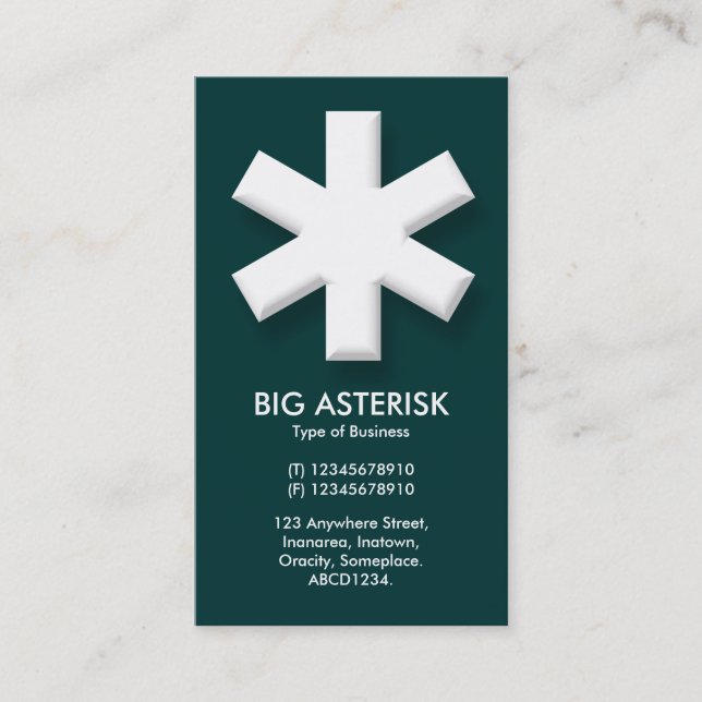 Big Asterisk - Dark Aquamarin Green (00333) Visitenkarte (Vorderseite)