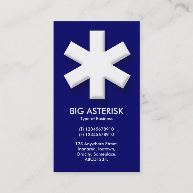 Big Asterisk - Dark Blue (000066) Visitenkarte (Vorderseite)