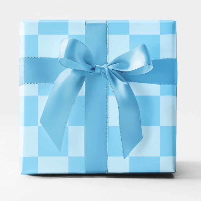 Big Baby Blue Checked Geschenkpapier (Big Baby Blue Checkered Wrapping Paper)