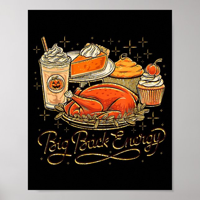 Big Back Energy Retro Leg Day Turkey Funny Thanksg Poster (Vorne)