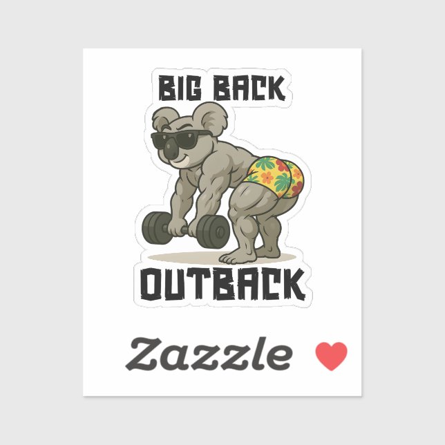 Big Back Outback – Funny Koala Gym Deadlift Design Aufkleber (Blatt)