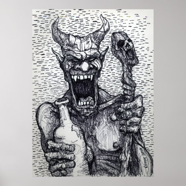 "BIG BAD BOOZIN BEELZEBUB" POSTER (Vorne)