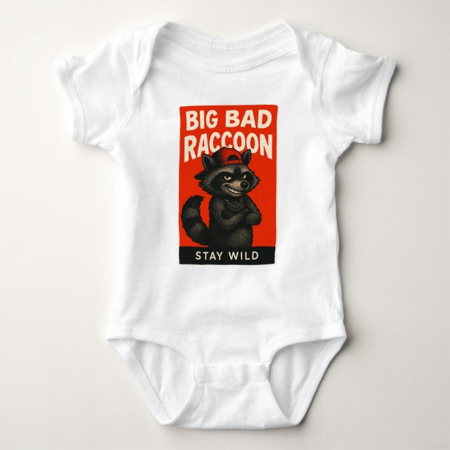 Big Bad Raccoon – Funny Wild Animal Baby Strampler (Vorderseite)
