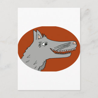 BIG BAD WOLF Cartoon Storbook Roter Reithaube Postkarte