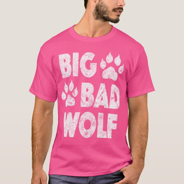 Big Bad Wolf Halloween Paw Print T-Shirt (Vorderseite)