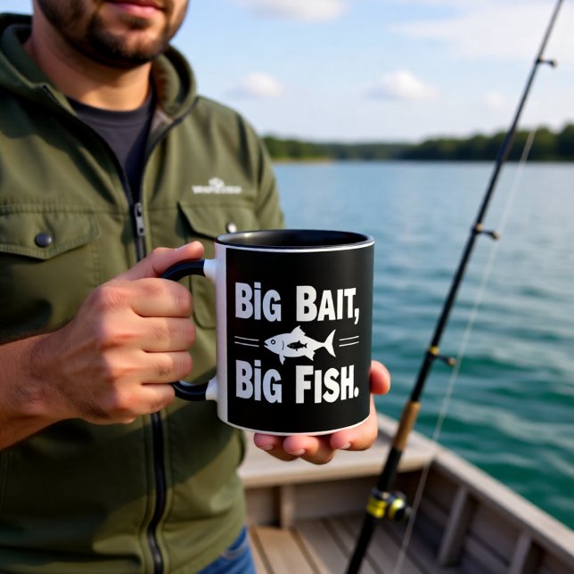 Big Bait Big Fish Funny Fishing Tasse (Von Creator hochgeladen)