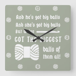 Big Balls of Yarn ・ Crochet Craft Room {Dark} Quadratische Wanduhr