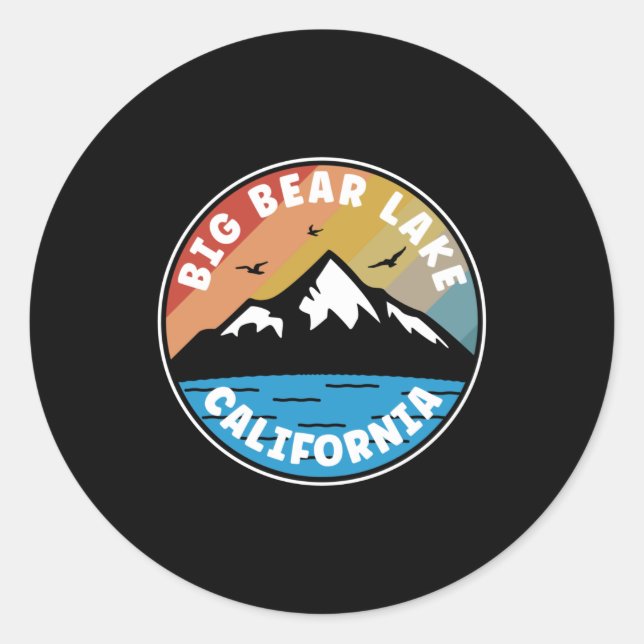 Big Bären Lake - Kalifornien Vintag Runder Aufkleber (Vorderseite)