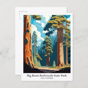 Big Basin Redwoods Staat Park Reise Illustration Postkarte