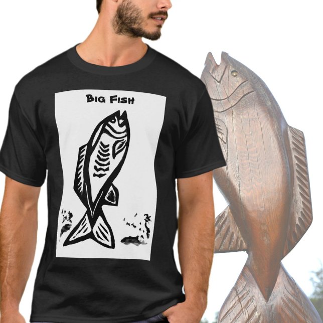 Big Bass Fisch Schwarz und Weiß T-Shirt (Von Creator hochgeladen)