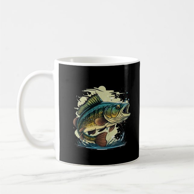 Big-Bass-Fisch-Vektor-Cartoon-T-Shirt-Big-Bass-Fis Kaffeetasse (Links)