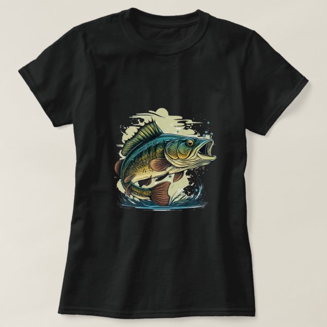 Big-Bass-Fisch-Vektor-Cartoon-T-Shirt-Big-Bass-Fis T-Shirt (Design vorne)