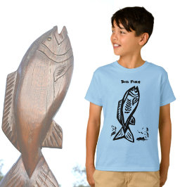 Big Bass Fish primitive Art Black Line Zeichnend T-Shirt