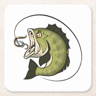 Big Bass Mouth Rechteckiger Pappuntersetzer