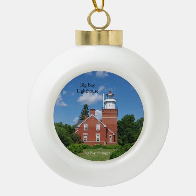 Big Bay Lighthouse Ball oder Schneeflocke Keramik Kugel-Ornament (Vorderseite)