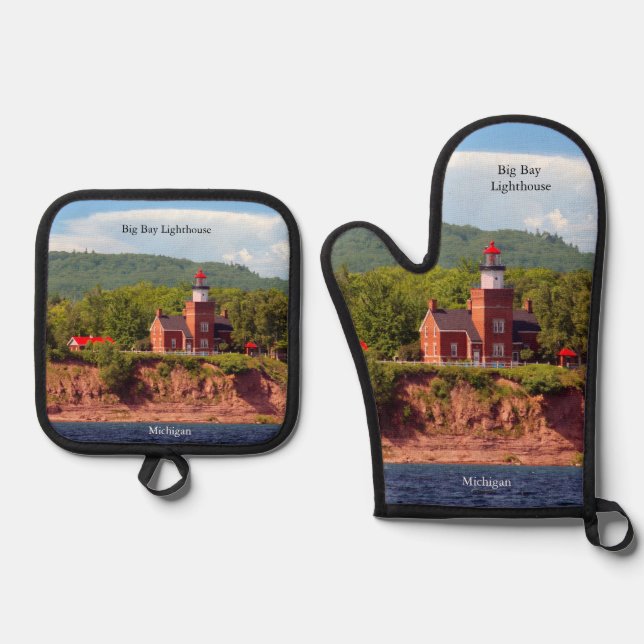 Big Bay Lighthouse Ofenhandschuh & Topflappen-Set (Vorderseite)