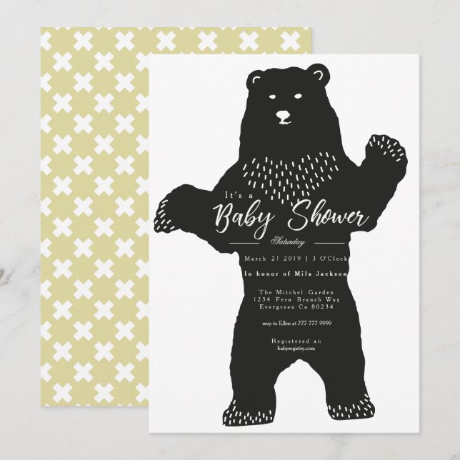Big Bear Baby Dusche einladen Einladung (Vorne/Hinten)