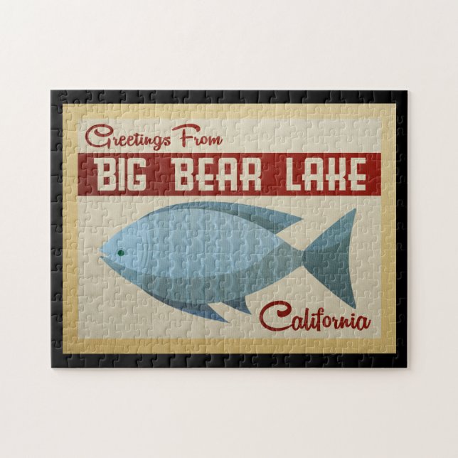 Big Bear Lake Blue Fish Vintage Reise Puzzle (Horizontal)