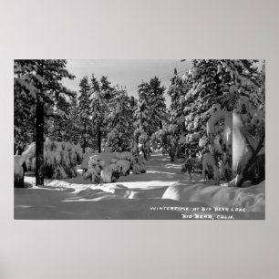 Big Bear Lake, CA im Winter Snow View Poster