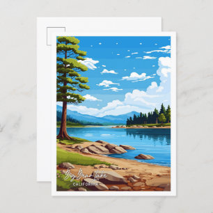 Big Bear Lake California Art Travel Illustration Postkarte