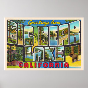 Big Bear Lake California CA Große Buchstaben Postk Poster