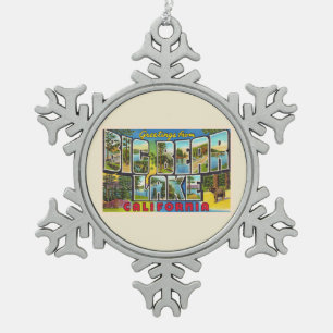Big Bear Lake California CA Großer Brief Postkart Schneeflocken Zinn-Ornament