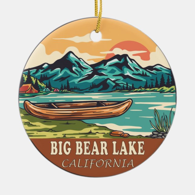 Big Bear Lake California Wasserfischen Emblem Keramik Ornament (Vorne)