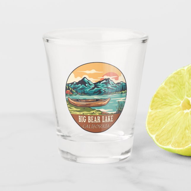 Big Bear Lake California Wasserfischen Emblem Schnapsglas (Vorderseite)
