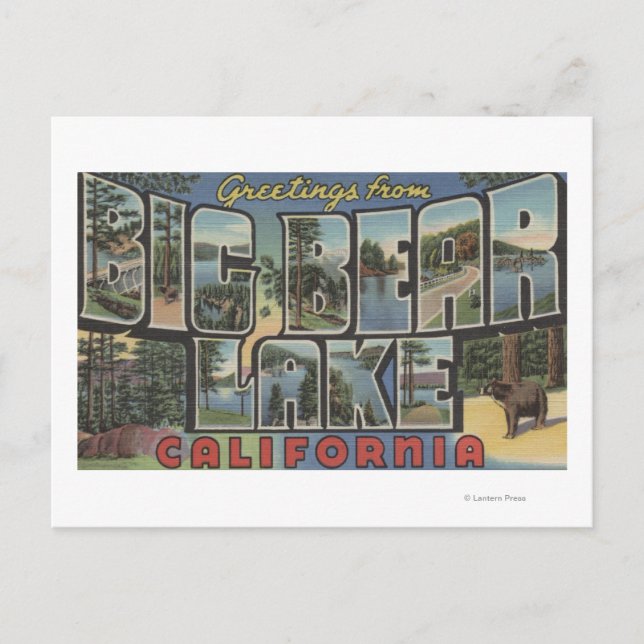 Big Bear Lake, Kalifornien - Große Briefmarkenszen Postkarte (Vorderseite)