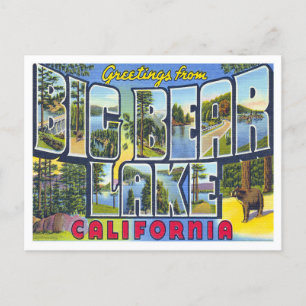 Big Bear Lake, Kalifornien Vintage Große Buchstabe Postkarte