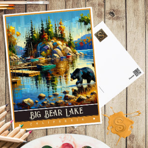 Big Bear Lake, Kalifornien   Vintage Malerei Postkarte