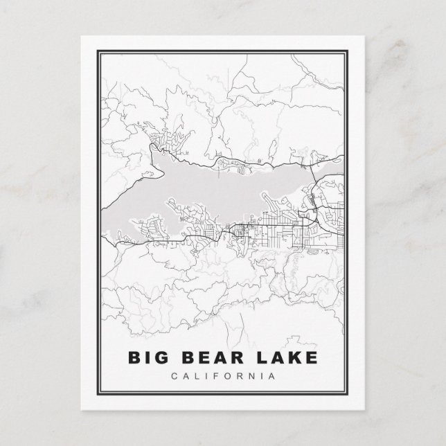 Big Bear Lake Map Feiertagspostkarte (Vorderseite)