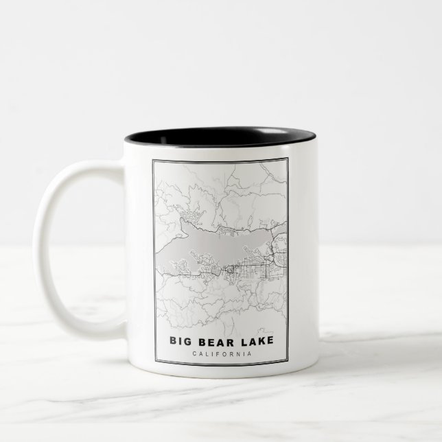 Big Bear Lake Map Zweifarbige Tasse (Links)