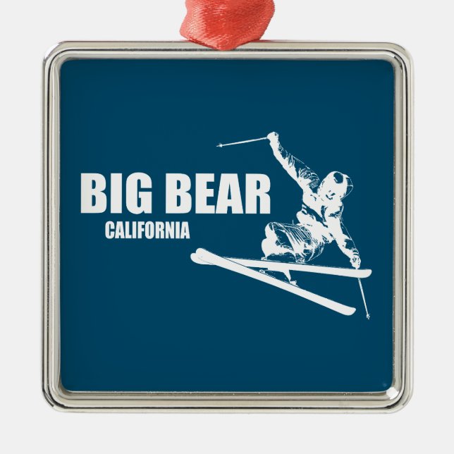 Big Bear Mountain Resort California Skier Ornament Aus Metall (Vorne)