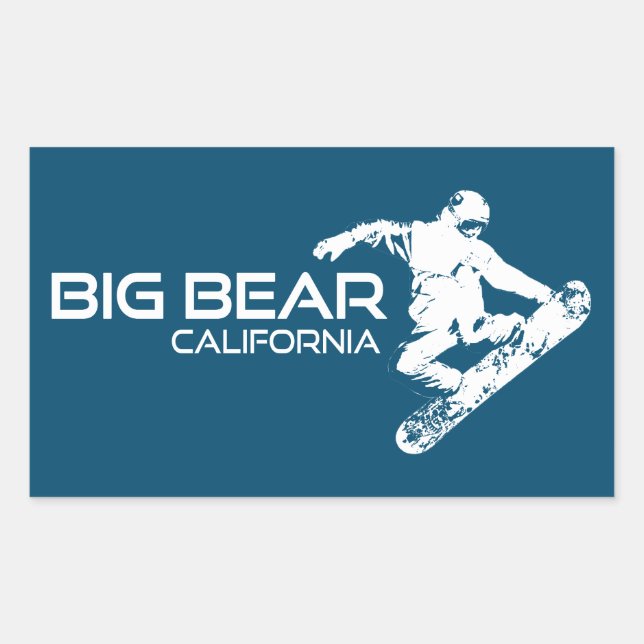 Big Bear Mountain Resort California Snowboarder Rechteckiger Aufkleber (Vorderseite)