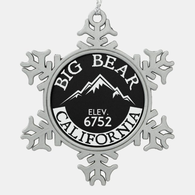 Big Bear See-Kalifornien-Skifahren-Ski-Wandern Schneeflocken Zinn-Ornament (Vorderseite)