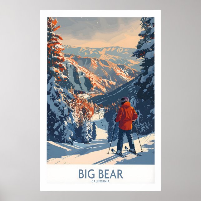Big Bear Ski Print - Kalifornien 1 Poster (Vorne)