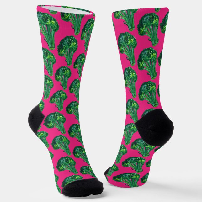 Big Beautiful Broccoli Fun Wasserfarbe Hellrosa Socken (Gewinkelt)