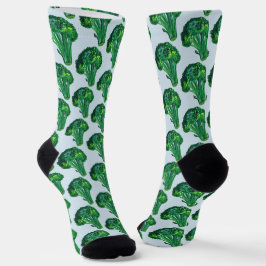 Big Beautiful Broccoli Watercolor Light Blue Socken