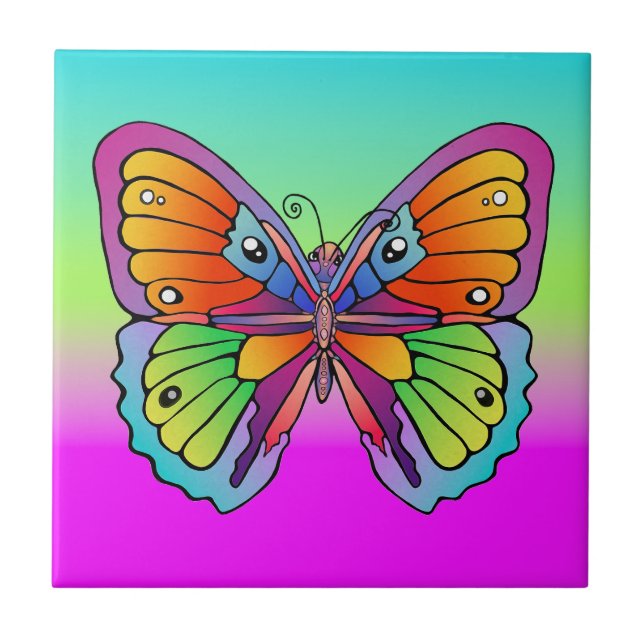 Big Beautiful Butterfly auf schwarz Fliese (Vorderseite)